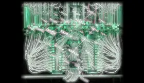 The Noise Floor of Revolt — glowing machine schematic