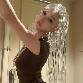 Glass-chrome hair portrait