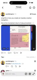 Threads post praising skeuomorphic archive navigation