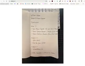 William Gibson — handwritten notebook portfolio