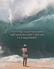 Me vs. the task I could have done right away — wave meme